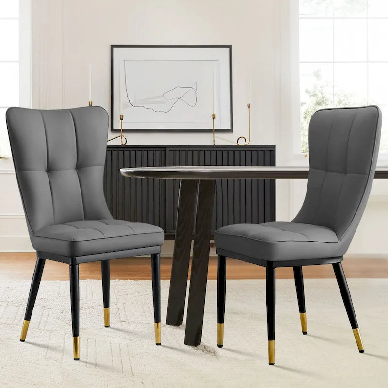 Ensemble de 2 chaises de salle à manger rembourrées avec pieds en métal