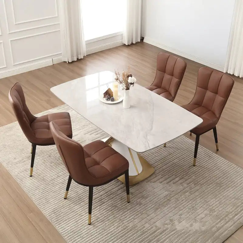 Ensemble de 2 chaises de salle à manger rembourrées avec pieds en métal