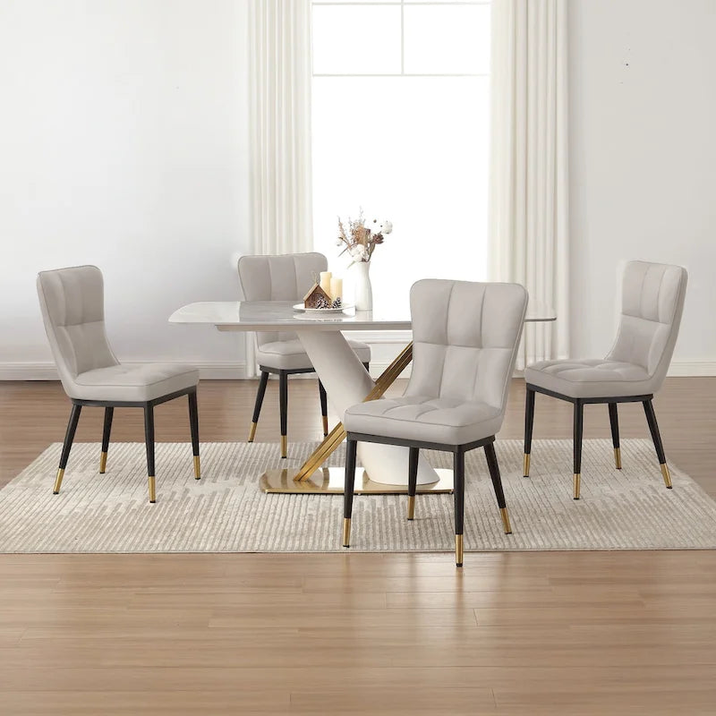 Ensemble de 2 chaises de salle à manger rembourrées avec pieds en métal