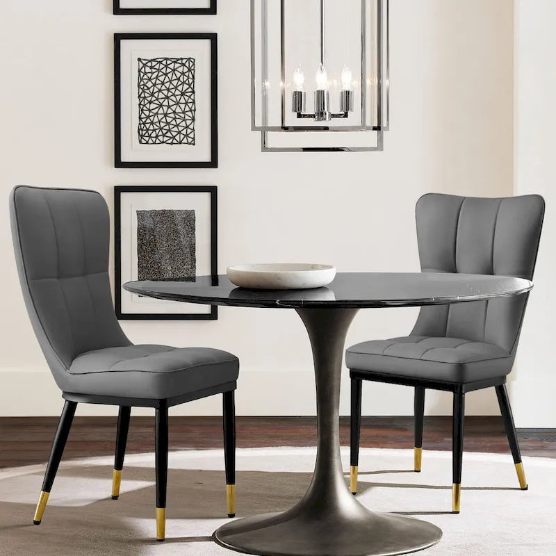 Ensemble de 2 chaises de salle à manger rembourrées avec pieds en métal