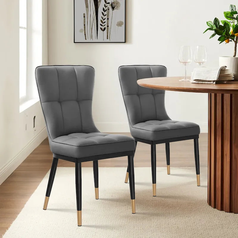 Ensemble de 2 chaises de salle à manger rembourrées avec pieds en métal