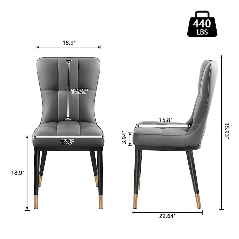 Ensemble de 2 chaises de salle à manger rembourrées avec pieds en métal