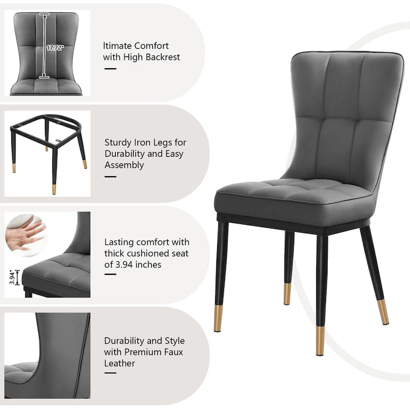 Ensemble de 2 chaises de salle à manger rembourrées avec pieds en métal