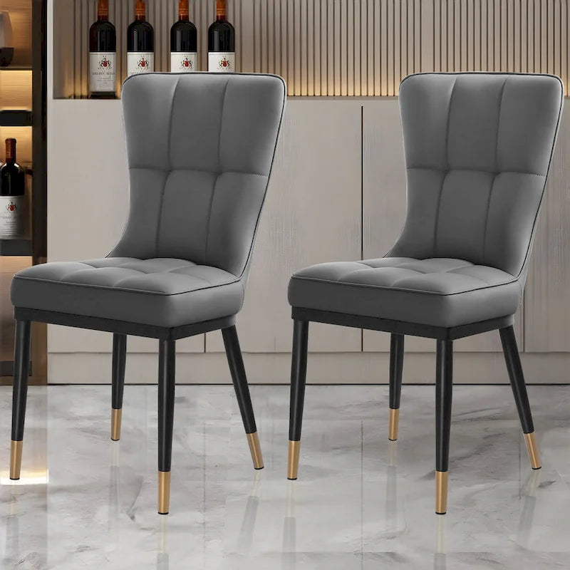 Ensemble de 2 chaises de salle à manger rembourrées avec pieds en métal