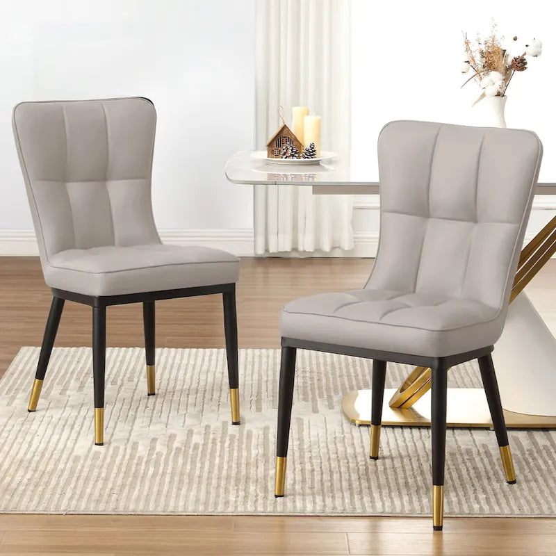 Ensemble de 2 chaises de salle à manger rembourrées avec pieds en métal