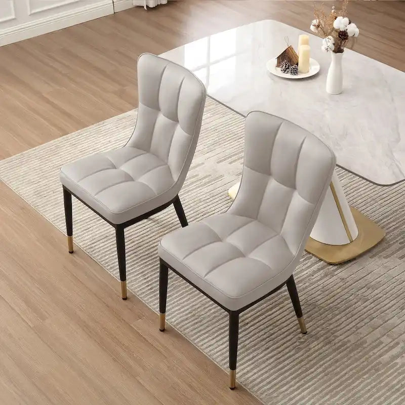 Ensemble de 2 chaises de salle à manger rembourrées avec pieds en métal
