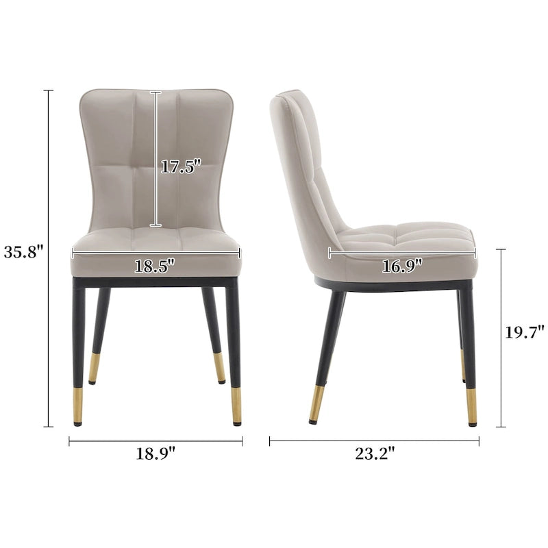 Ensemble de 2 chaises de salle à manger rembourrées avec pieds en métal