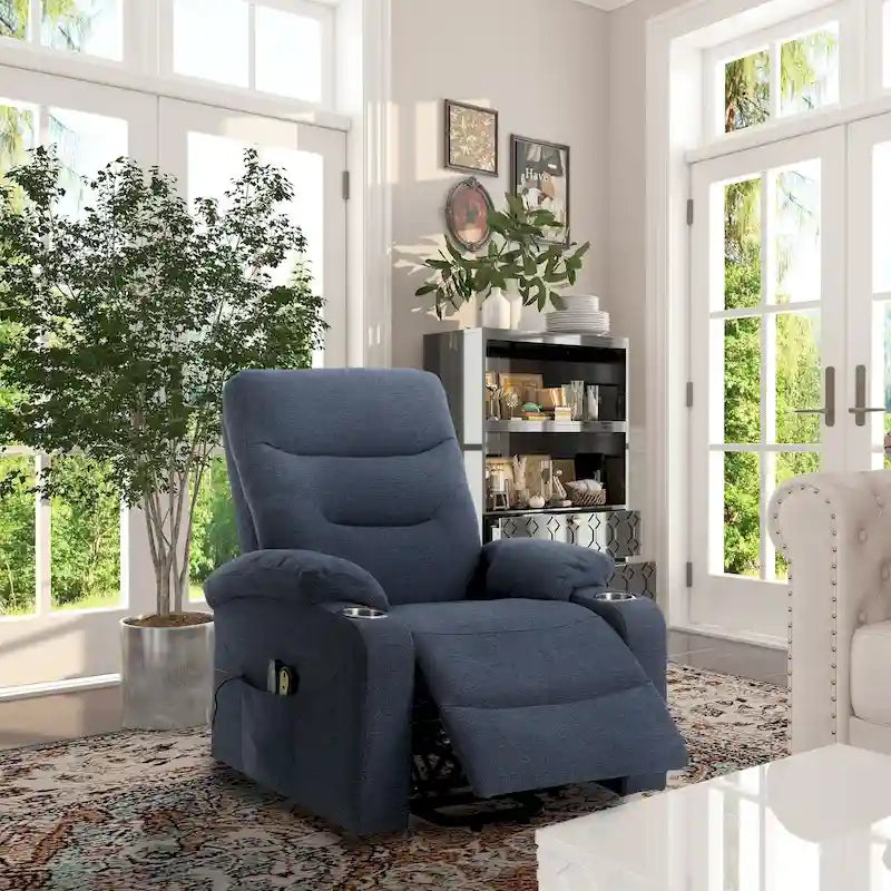 Fauteuil de massage électrique inclinable Clihome à revêtement souple et porte-gobelet