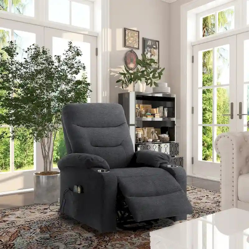 Fauteuil de massage électrique inclinable Clihome à revêtement souple et porte-gobelet