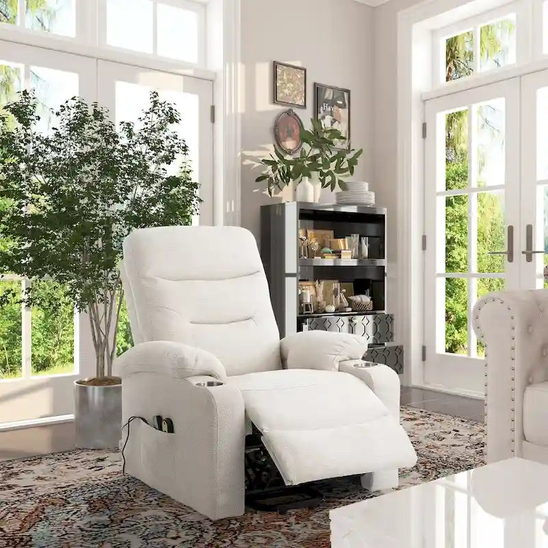 Fauteuil de massage électrique inclinable Clihome à revêtement souple et porte-gobelet