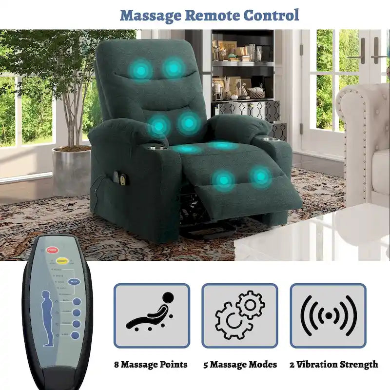 Fauteuil de massage électrique inclinable Clihome à revêtement souple et porte-gobelet