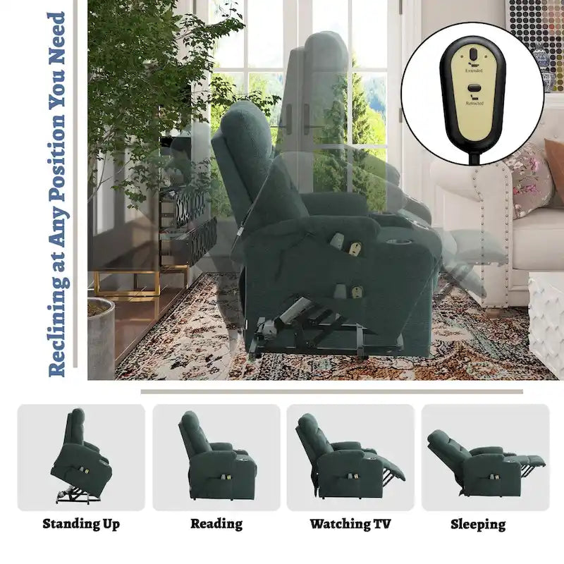 Fauteuil de massage électrique inclinable Clihome à revêtement souple et porte-gobelet