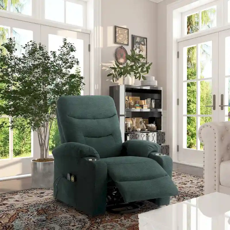 Fauteuil de massage électrique inclinable Clihome à revêtement souple et porte-gobelet