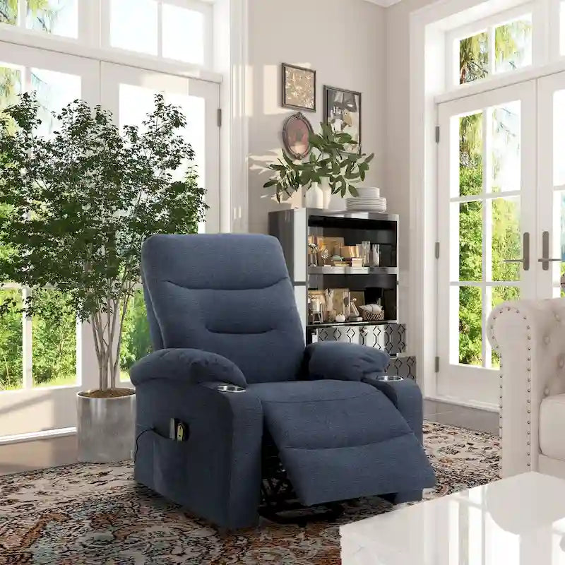 Fauteuil de massage électrique inclinable Clihome à revêtement souple et porte-gobelet