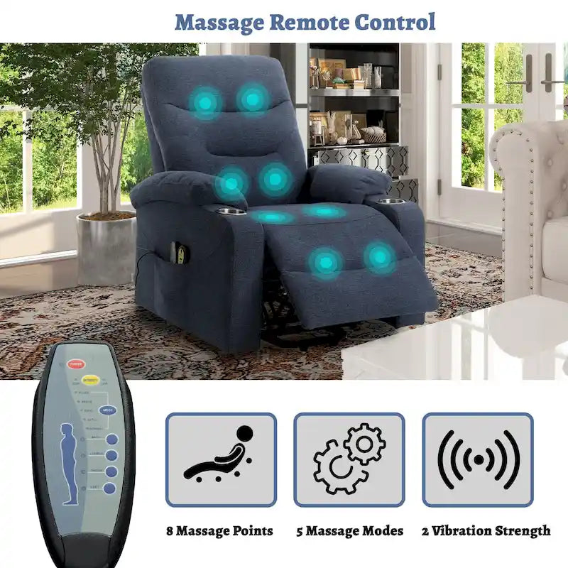 Fauteuil de massage électrique inclinable Clihome à revêtement souple et porte-gobelet