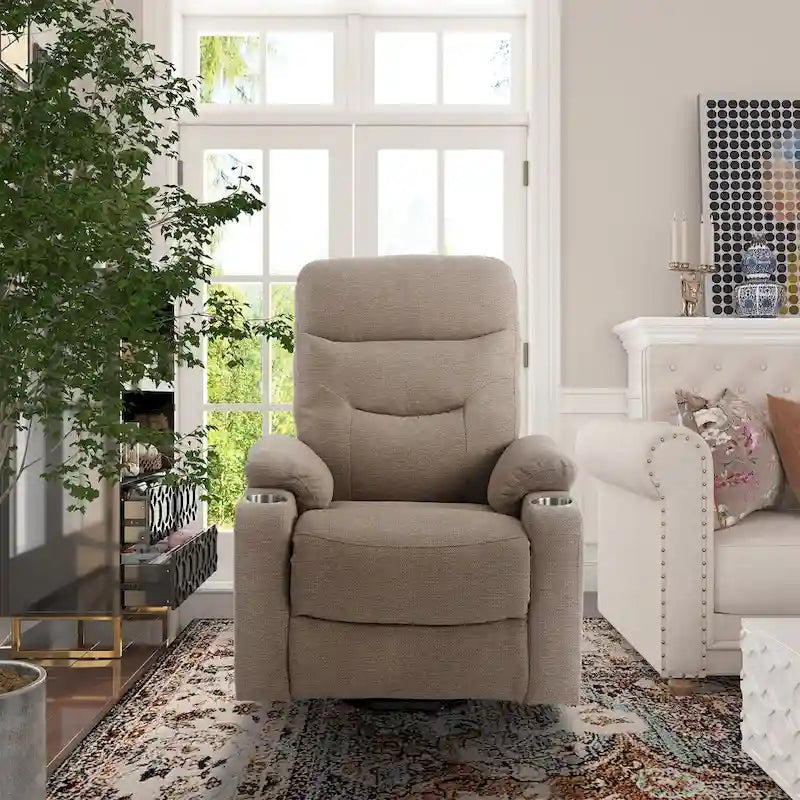 Fauteuil de massage électrique inclinable Clihome à revêtement souple et porte-gobelet
