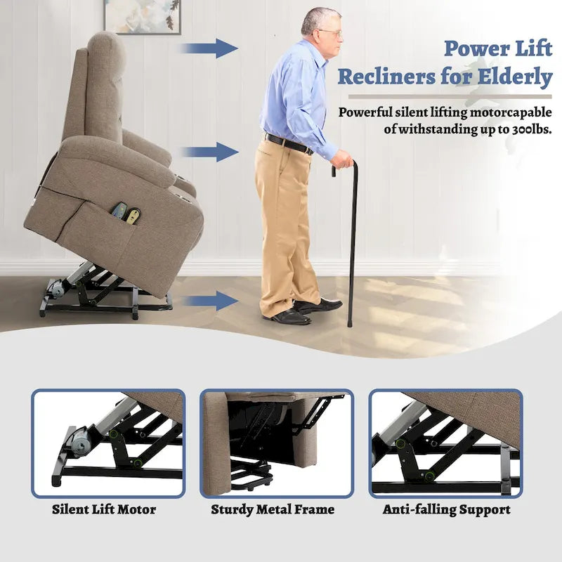 Fauteuil de massage électrique inclinable Clihome à revêtement souple et porte-gobelet
