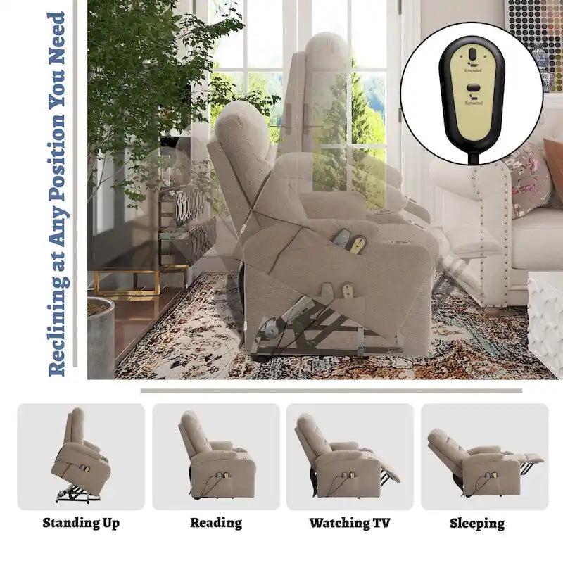 Fauteuil de massage électrique inclinable Clihome à revêtement souple et porte-gobelet