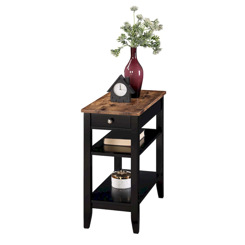 Table d'appoint à un tiroir et étagères American Heritage de Convenience Concepts