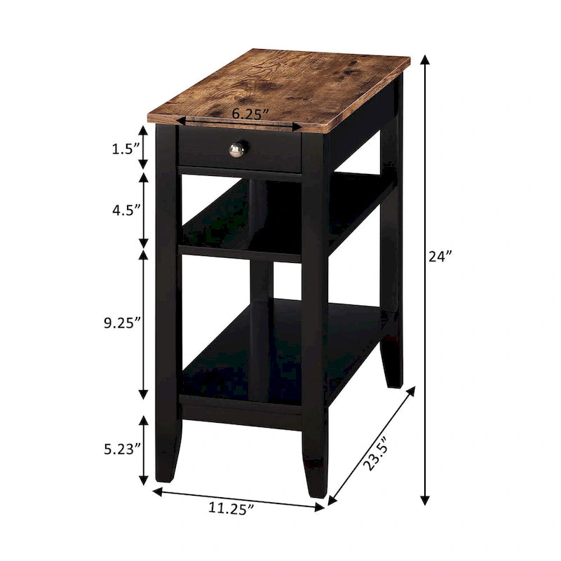 Table d'appoint à un tiroir et étagères American Heritage de Convenience Concepts