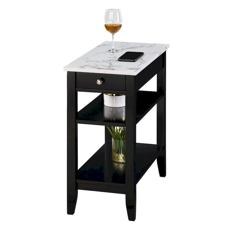 Table d'appoint à un tiroir et étagères American Heritage de Convenience Concepts