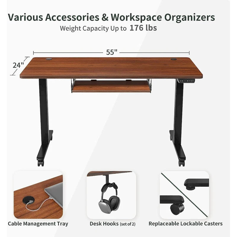 FEZIBO/Mobilier de bureau à domicile/Bois/Bureau avec tablette pour clavier/Bureaux