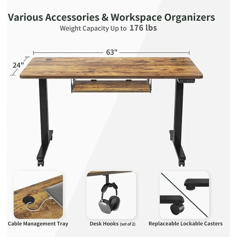FEZIBO/Mobilier de bureau à domicile/Bois/Bureau avec tablette pour clavier/Bureaux