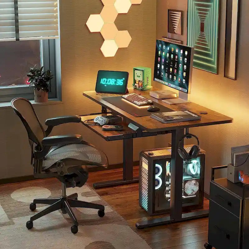FEZIBO/Mobilier de bureau à domicile/Bois/Bureau avec tablette pour clavier/Bureaux