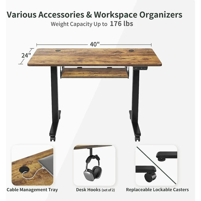 FEZIBO/Mobilier de bureau à domicile/Bois/Bureau avec tablette pour clavier/Bureaux