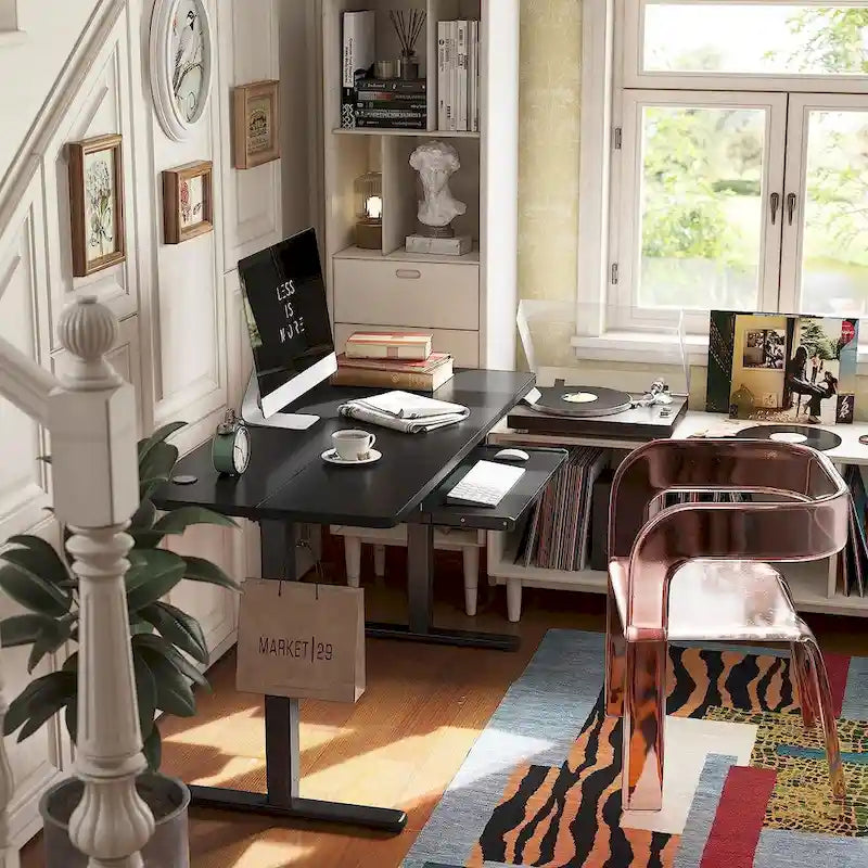 FEZIBO/Mobilier de bureau à domicile/Bois/Bureau avec tablette pour clavier/Bureaux