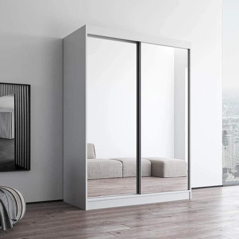 Armoire-penderie moderne Copper Grove Parasol à 2 portes avec miroir brillant