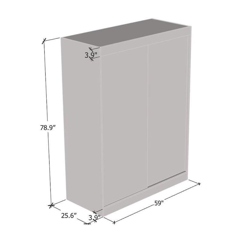 Armoire-penderie moderne Copper Grove Parasol à 2 portes avec miroir brillant