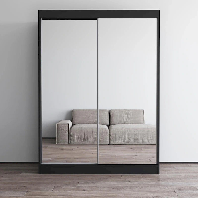 Armoire-penderie moderne Copper Grove Parasol à 2 portes avec miroir brillant