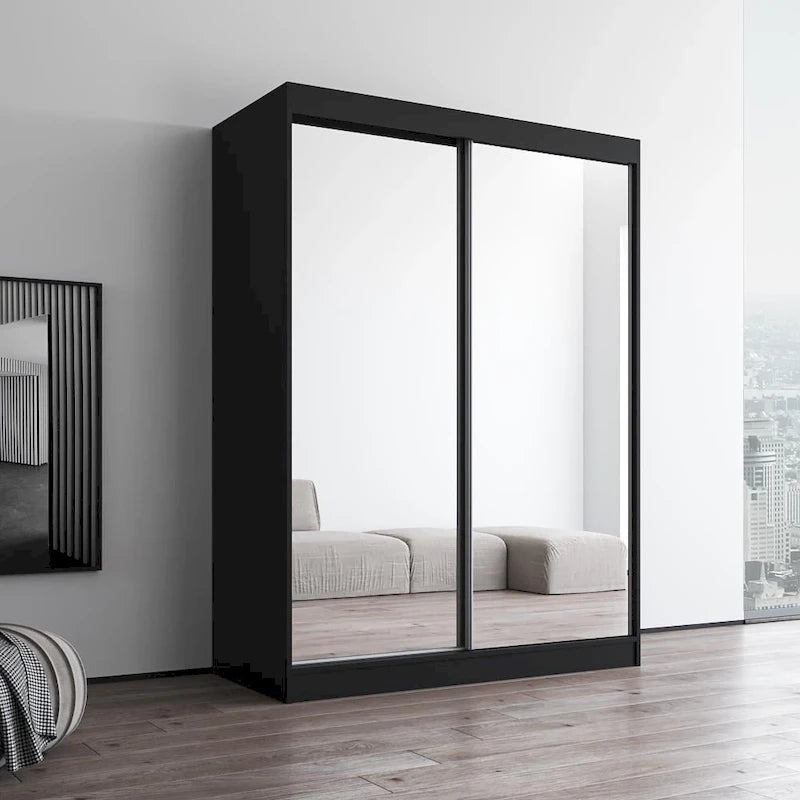 Armoire-penderie moderne Copper Grove Parasol à 2 portes avec miroir brillant