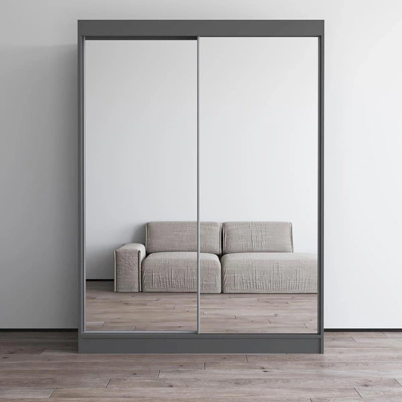 Armoire-penderie moderne Copper Grove Parasol à 2 portes avec miroir brillant
