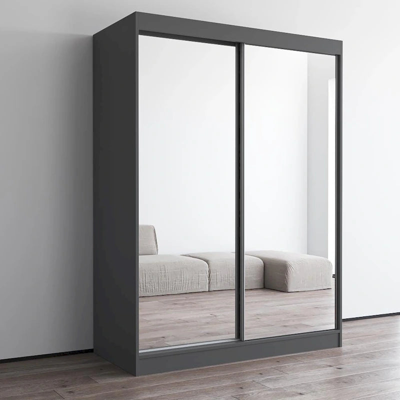 Armoire-penderie moderne Copper Grove Parasol à 2 portes avec miroir brillant