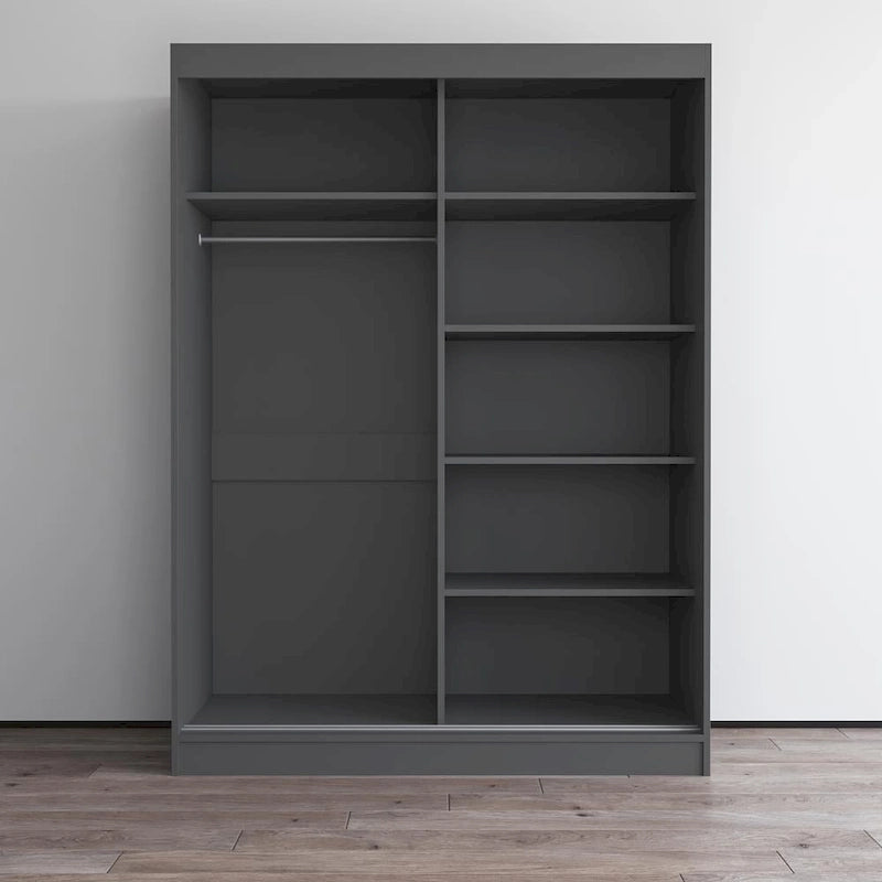 Armoire-penderie moderne Copper Grove Parasol à 2 portes avec miroir brillant