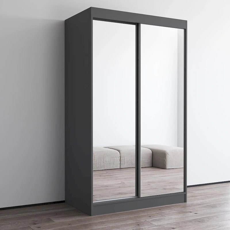 Armoire-penderie moderne Copper Grove Parasol à 2 portes avec miroir brillant