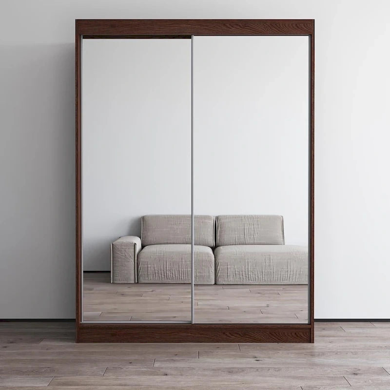 Armoire-penderie moderne Copper Grove Parasol à 2 portes avec miroir brillant
