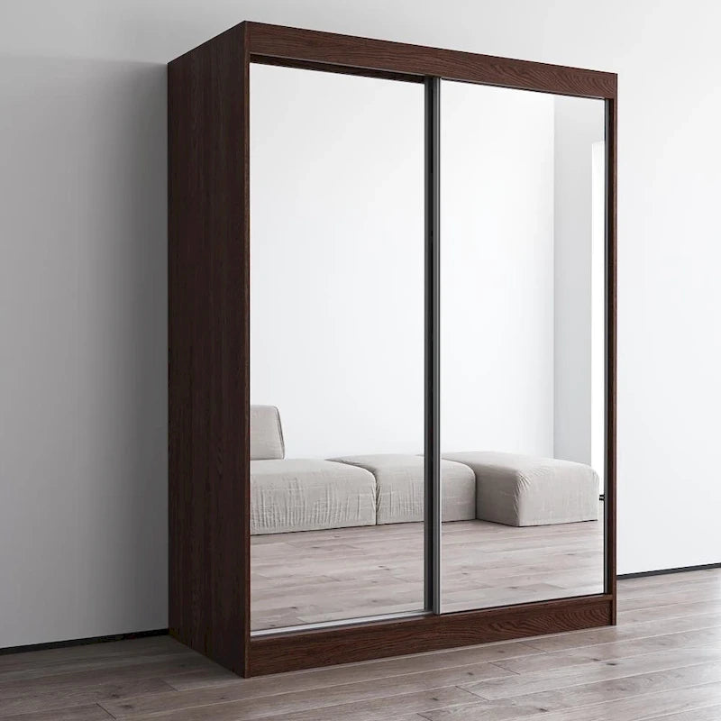 Armoire-penderie moderne Copper Grove Parasol à 2 portes avec miroir brillant
