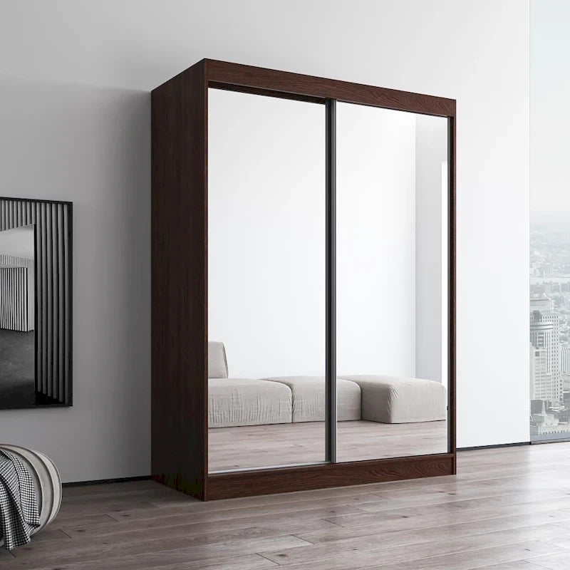 Armoire-penderie moderne Copper Grove Parasol à 2 portes avec miroir brillant