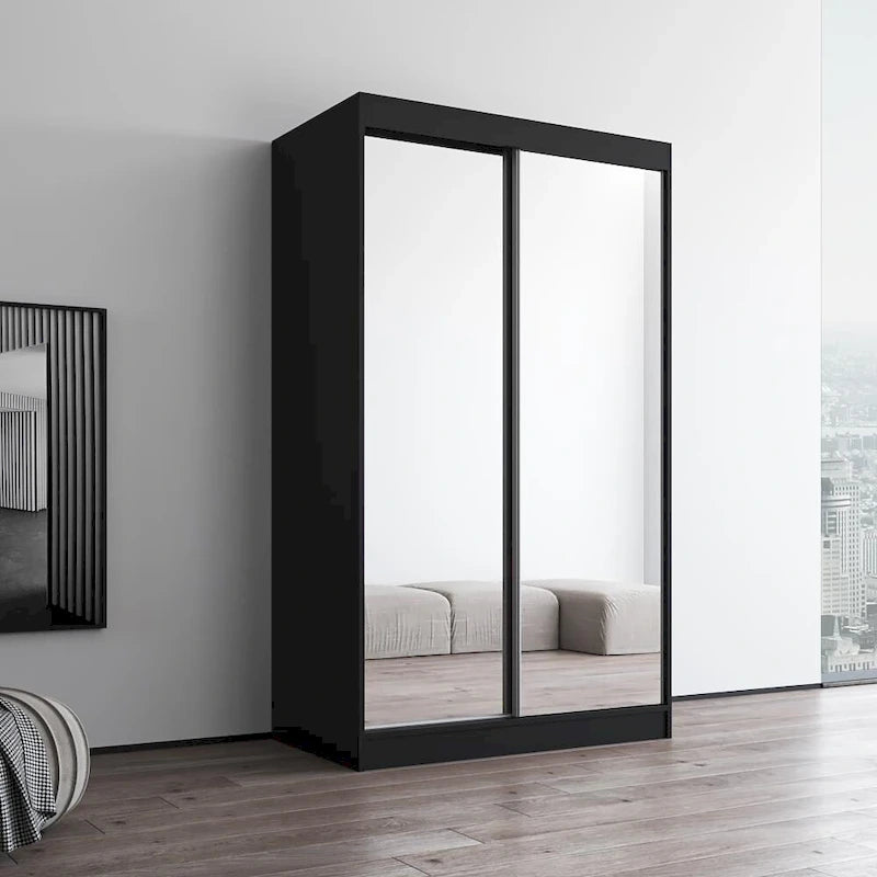 Armoire-penderie moderne Copper Grove Parasol à 2 portes avec miroir brillant