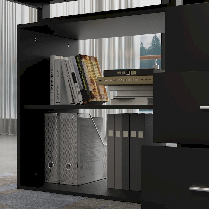 Bureau d'ordinateur Timechee en forme de L de 55 pouces avec tiroirs