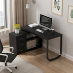 Bureau d'ordinateur Timechee en forme de L de 55 pouces avec tiroirs
