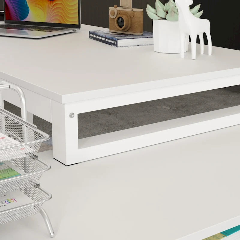 Bureau d'ordinateur Timechee en forme de L de 55 pouces avec tiroirs