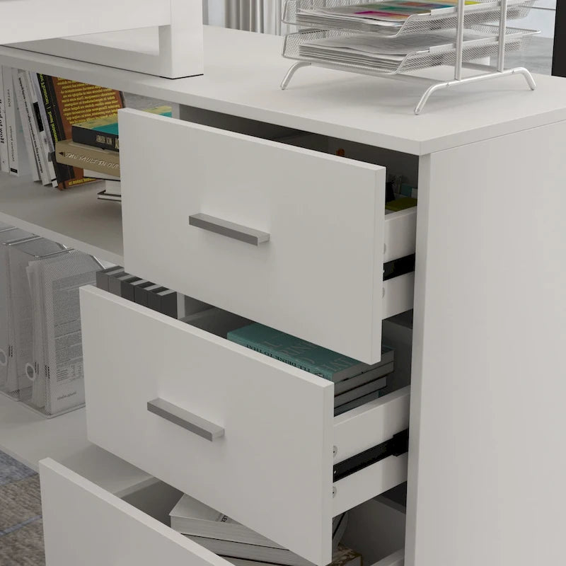Bureau d'ordinateur Timechee en forme de L de 55 pouces avec tiroirs