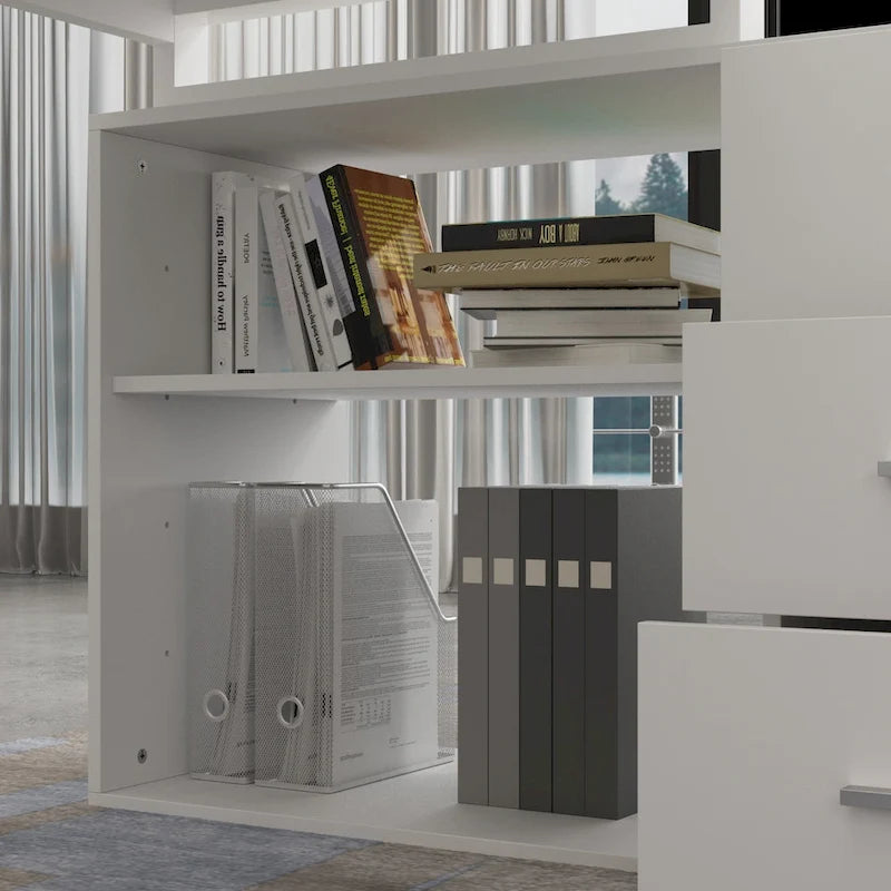 Bureau d'ordinateur Timechee en forme de L de 55 pouces avec tiroirs