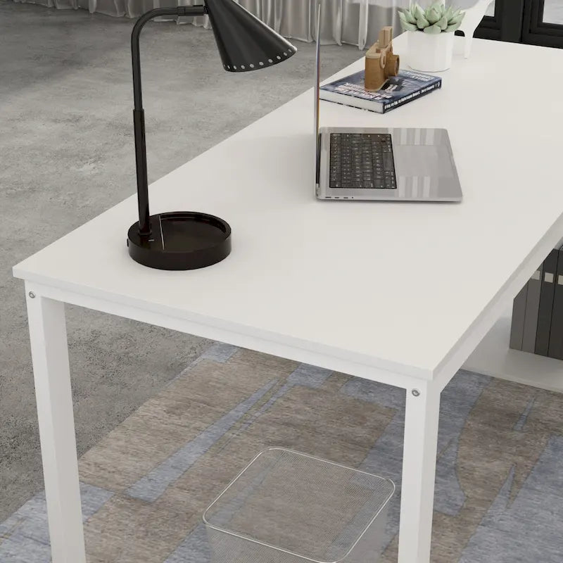Bureau d'ordinateur Timechee en forme de L de 55 pouces avec tiroirs