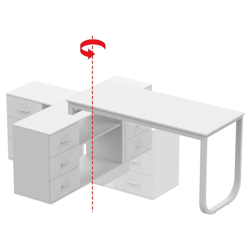Bureau d'ordinateur Timechee en forme de L de 55 pouces avec tiroirs