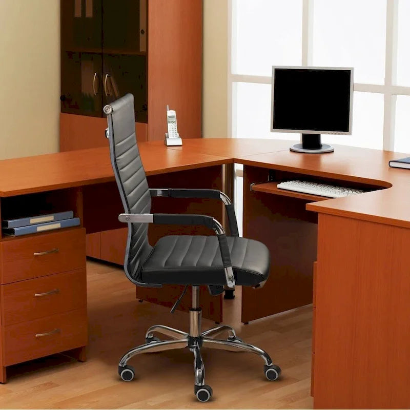 Chaise de bureau Homall à dossier haut côtelé